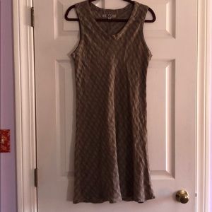 Adorable brown checked sleeveless linen FLAX dress
